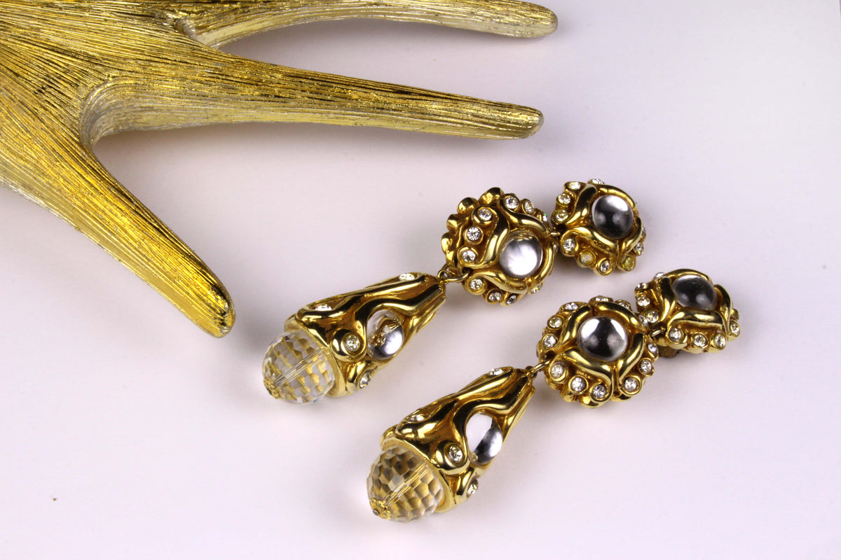 ALEXIS LAHELLEC large rhinestones dangle earrings – Vintage Carwen