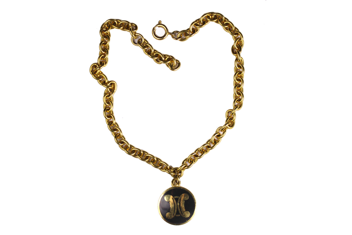 美品✨♡ CELINE ♡ Vintage ♡ necklace Celine Vintage Gold Oversized Celine Paris Pendant Chain