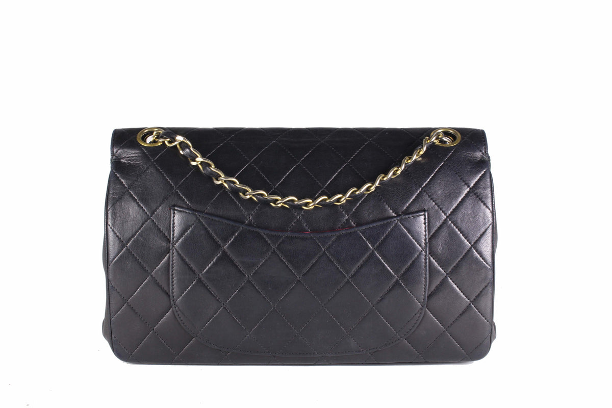 CHANEL classic 11.12 double flap black leather bag – Vintage Carwen