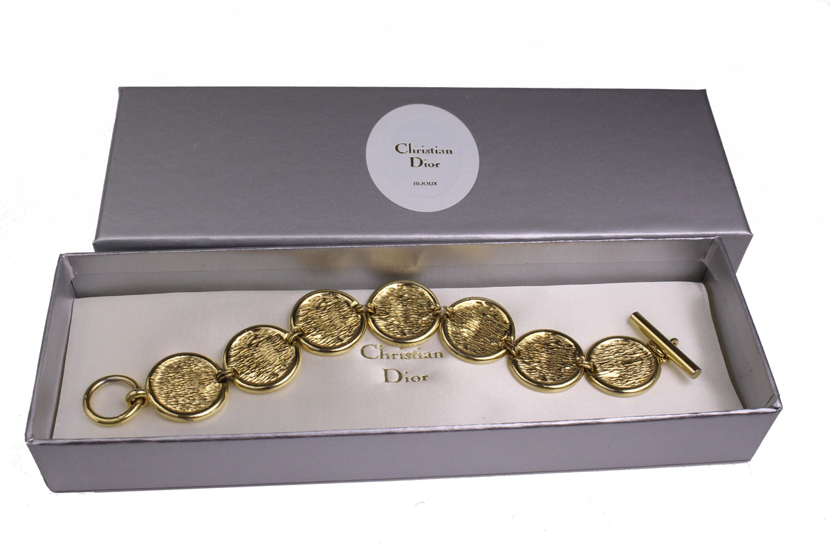 CHRISTIAN DIOR logo medallion link bracelet – Vintage Carwen