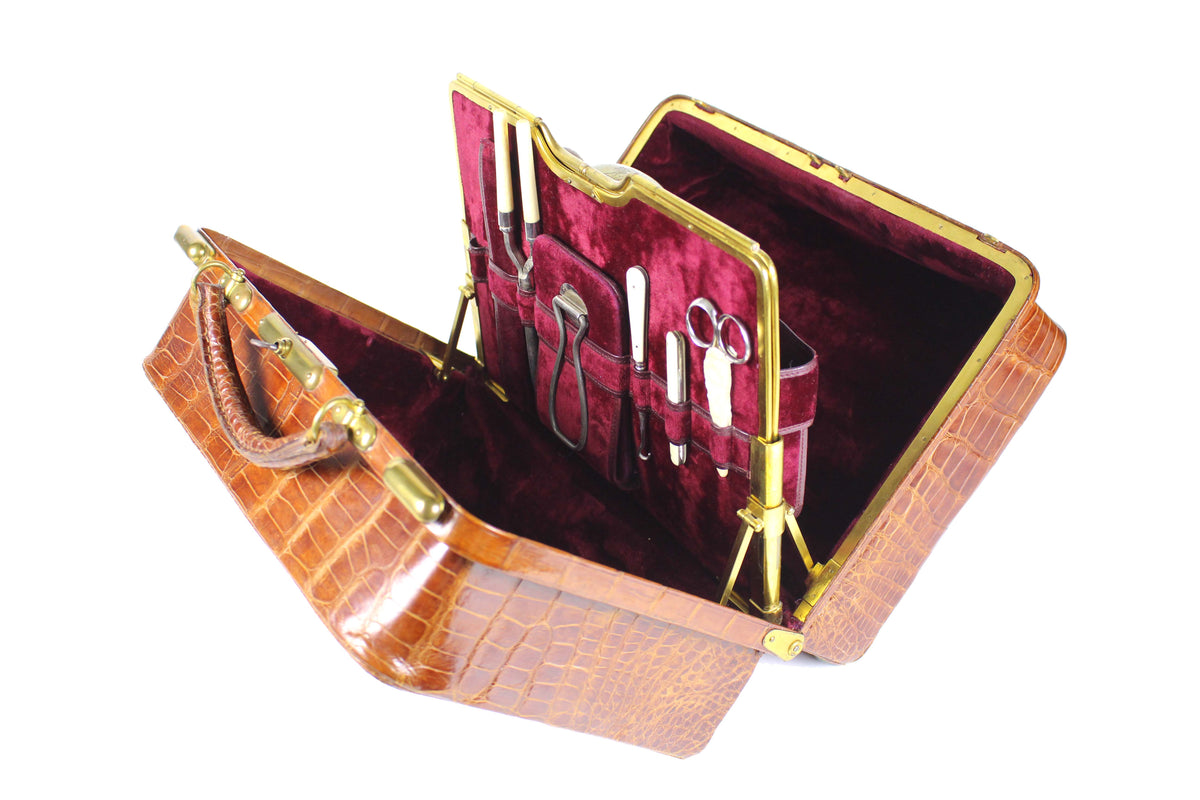 Edwardian crocodile skin vanity case – Vintage Carwen