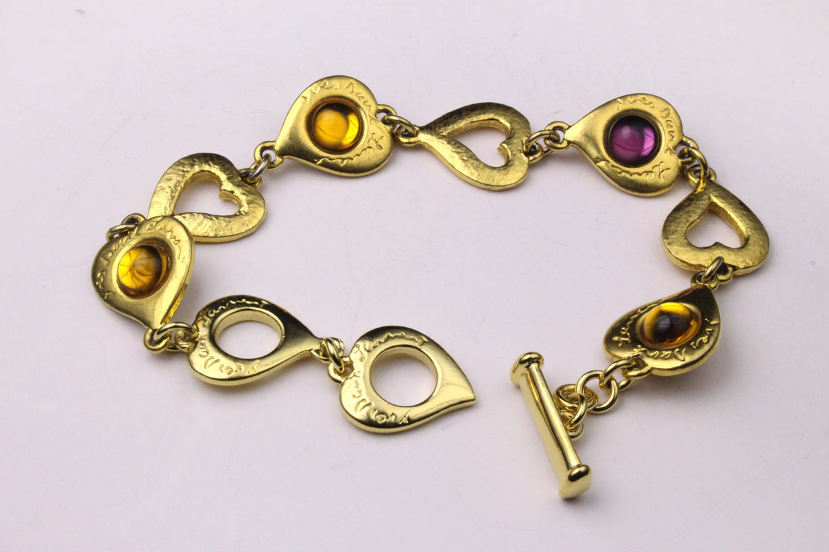 YVES SAINT LAURENT hearts cabochons link bracelet – Vintage Carwen
