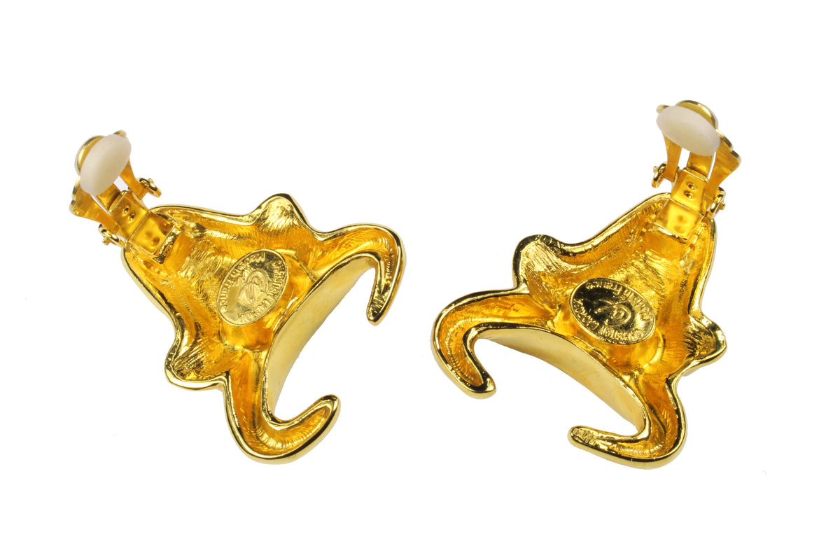 CHRISTIAN LACROIX gold bull head earrings – Vintage