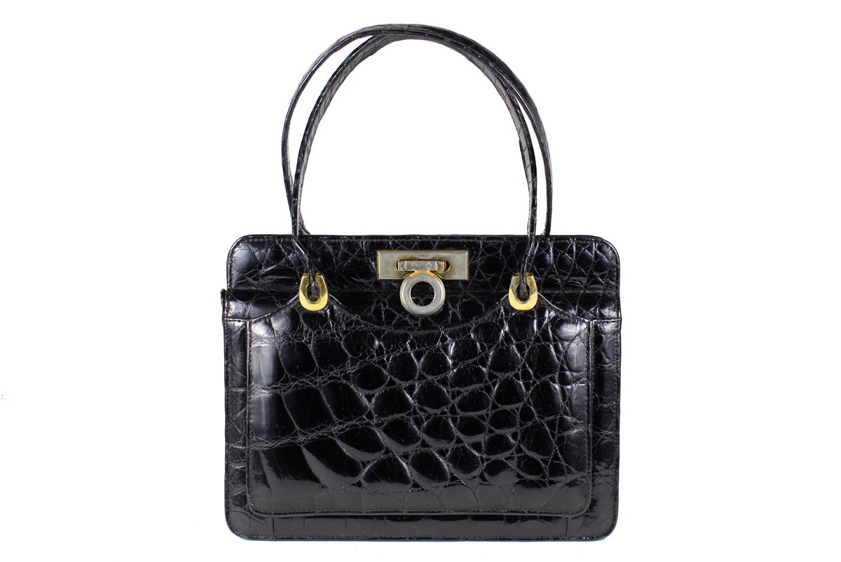 EL CORTE INGLÉS black crocodile skin handbag – Vintage Carwen