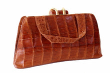 INDUSTRIA ARGENTINA cognac color gathered crocodile skin handbag