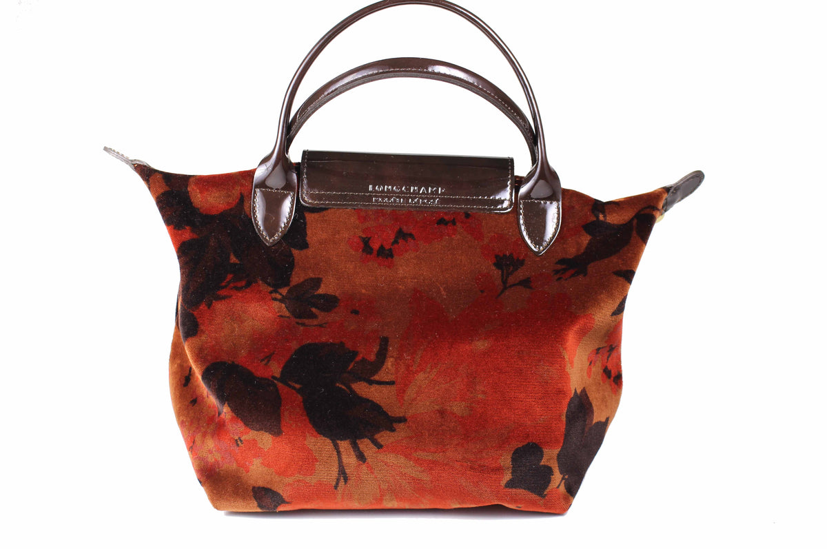 LONGCHAMP Le Pliage velvet burgundy handbag Vintage Carwen