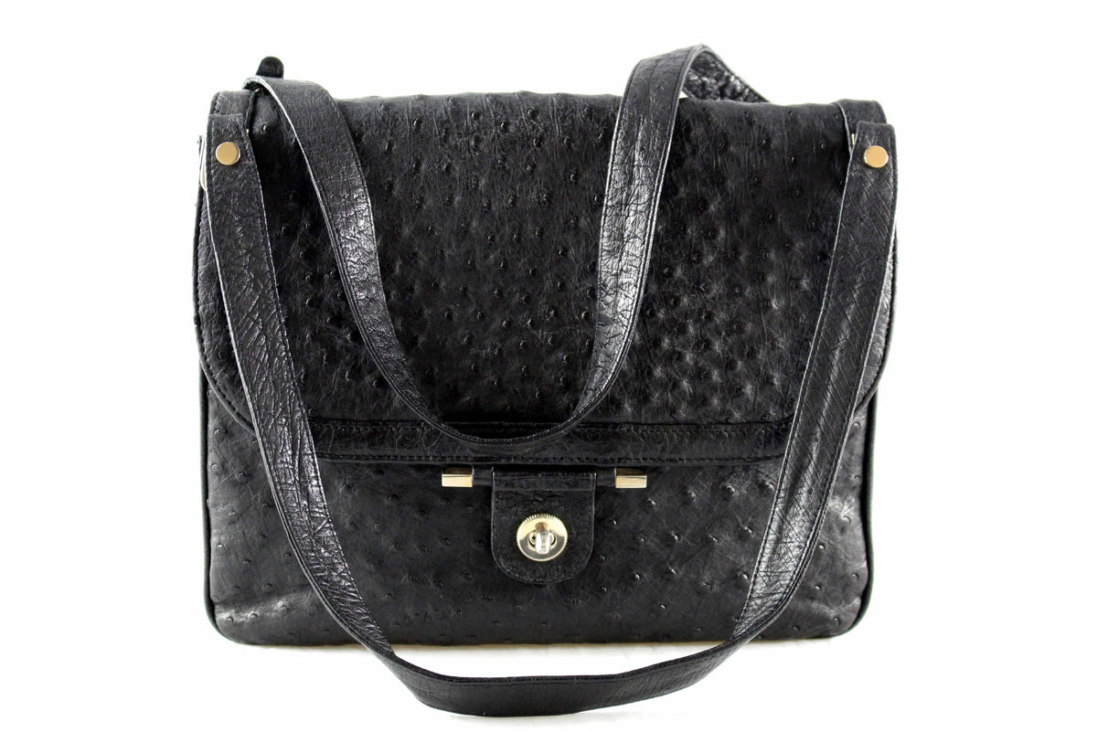 LOEWE black ostrich skin handbag – Vintage Carwen