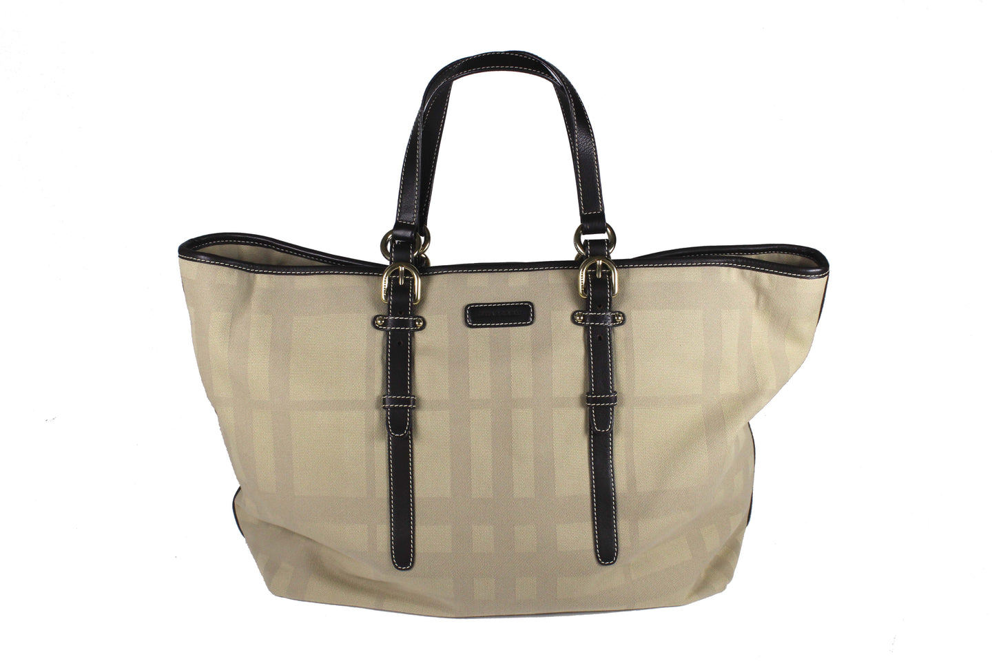 BURBERRY check canvas and leather tote bag
