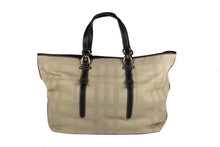 BURBERRY check canvas and leather tote bag