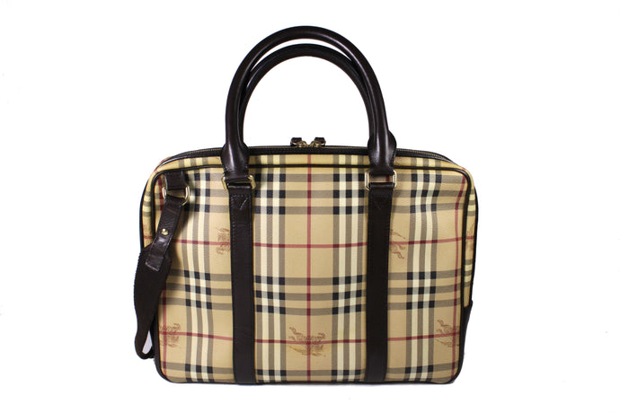 BURBERRY check canvas and leather laptop briefcase