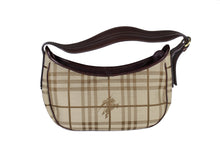 BURBERRY check canvas and leather baguette