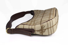 BURBERRY check canvas and leather baguette