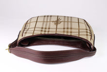 BURBERRY check canvas and leather baguette