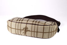 BURBERRY check canvas and leather baguette
