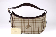 BURBERRY check canvas and leather baguette