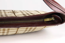 BURBERRY check canvas and leather baguette