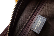 BURBERRY check canvas and leather baguette