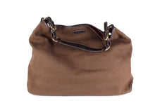 BURBERRY brown canvas and leather tote bag