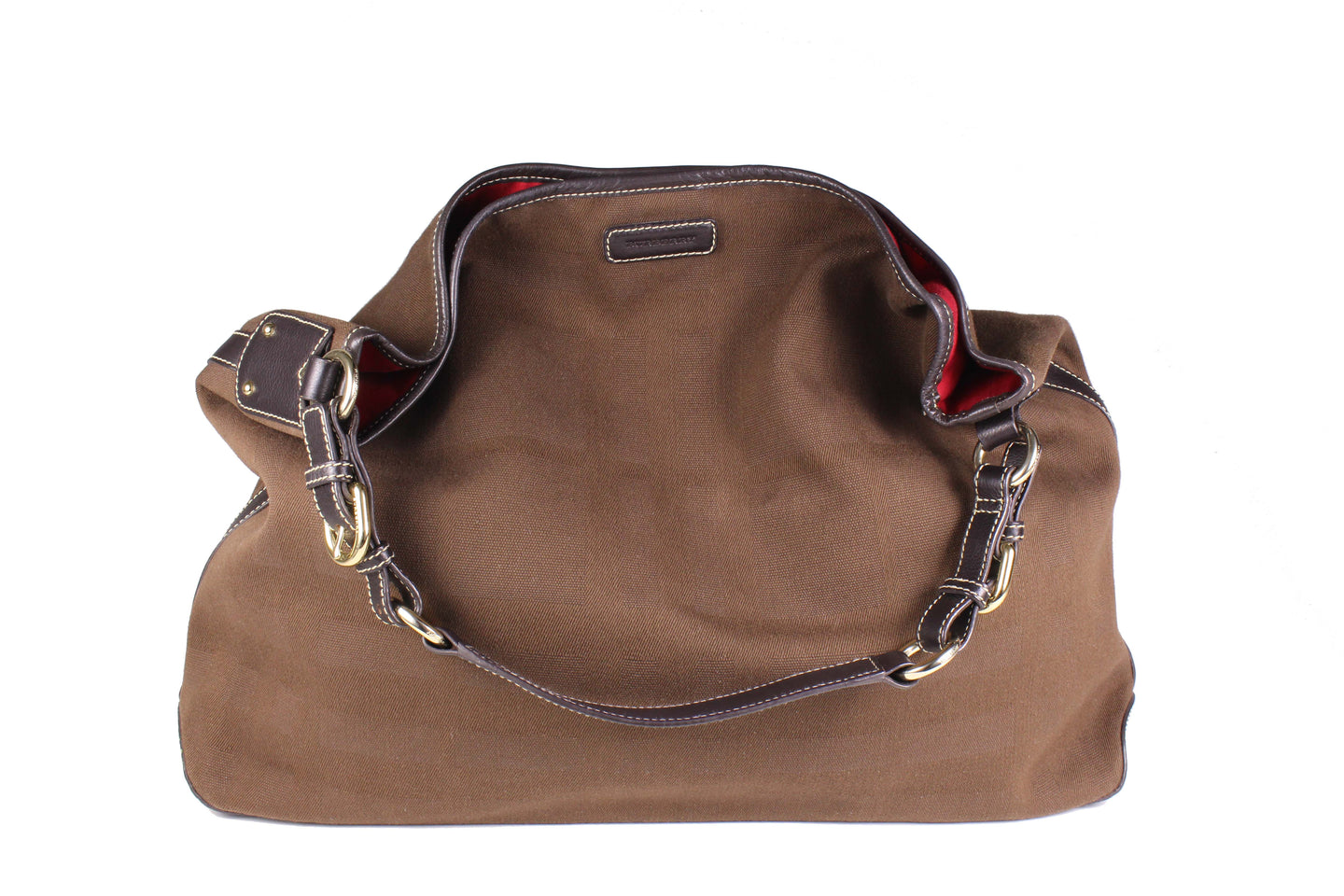 BURBERRY brown canvas and leather tote bag