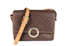 CELINE brown macadam monogram canvas crossbody handbag