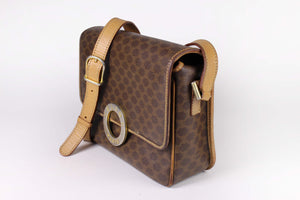 CELINE brown macadam monogram canvas crossbody handbag