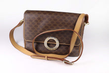CELINE brown macadam monogram canvas crossbody handbag