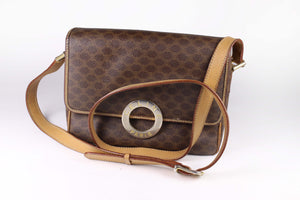 CELINE brown macadam monogram canvas crossbody handbag
