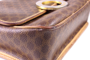CELINE brown macadam monogram canvas crossbody handbag