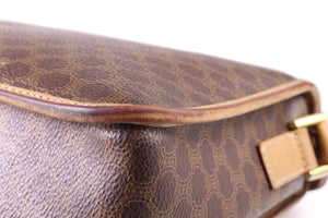 CELINE brown macadam monogram canvas crossbody handbag