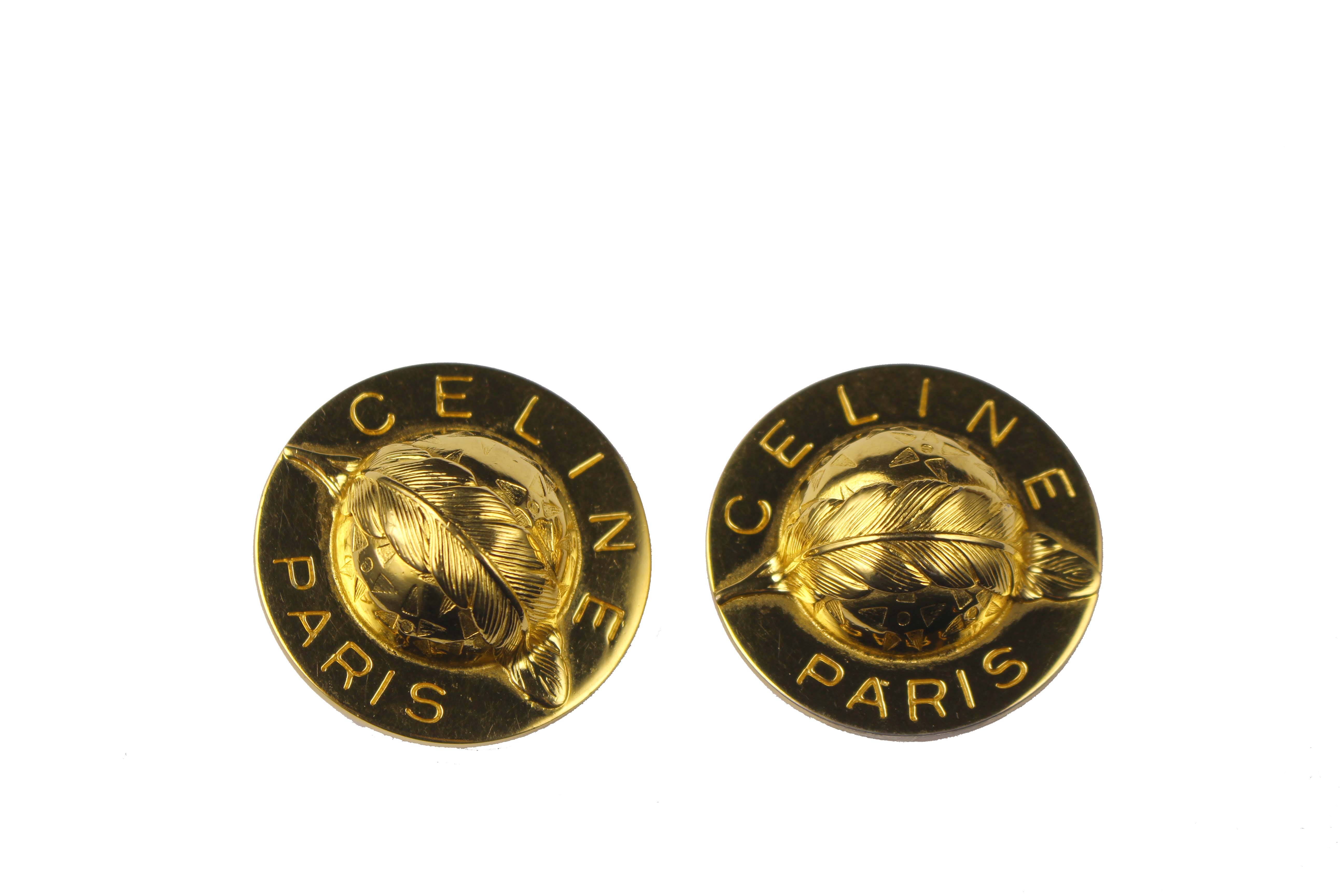 CELINE PARIS chunky logo globe stars feather earrings – Vintage Carwen