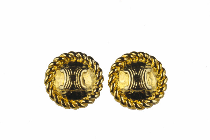 CELINE logo Triomphe gold plated earrings