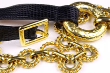 CELINE chain link and black lizard belt