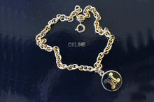 CELINE Triomphe logo enamel medallion pendant necklace