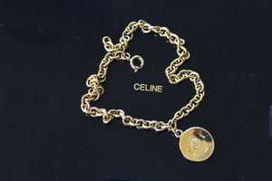 CELINE Triomphe logo enamel medallion pendant necklace