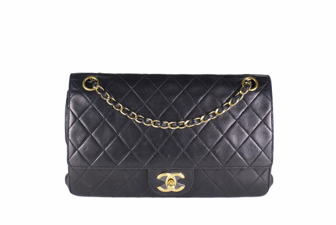 CHANEL classic 11.12 double flap black leather bag