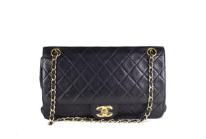 CHANEL classic 11.12 double flap black leather bag