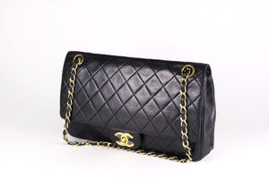CHANEL classic 11.12 double flap black leather bag
