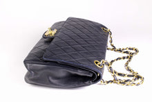 CHANEL classic 11.12 double flap black leather bag