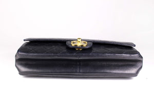 CHANEL classic 11.12 double flap black leather bag