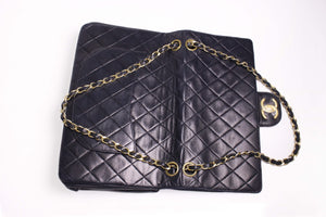 CHANEL classic 11.12 double flap black leather bag