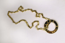 CELINE PARIS gold plated disc logo pendant necklace