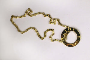 CELINE PARIS gold plated disc logo pendant necklace