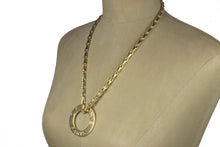 CELINE PARIS gold plated disc logo pendant necklace