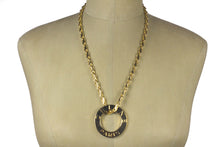 CELINE PARIS gold plated disc logo pendant necklace