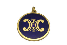 CELINE Triomphe Logo navy enamel medallion pendant