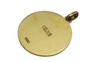 CELINE Triomphe Logo navy enamel medallion pendant