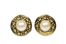 CHRISTIAN DIOR circular pearl logo earrings
