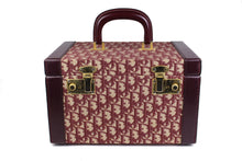 CHRISTIAN DIOR burgundy canvas oblique vanity travel case
