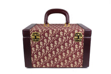 CHRISTIAN DIOR burgundy canvas oblique vanity travel case