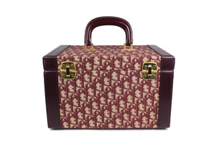CHRISTIAN DIOR burgundy canvas oblique vanity travel case